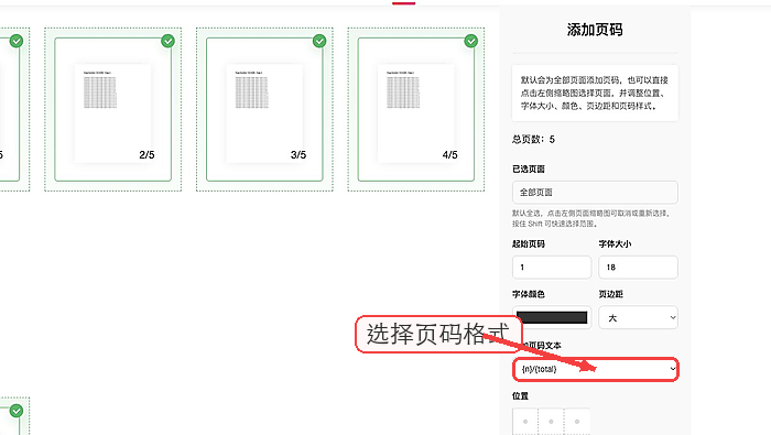 极轻PDF设置PDF页码位置和编号参数