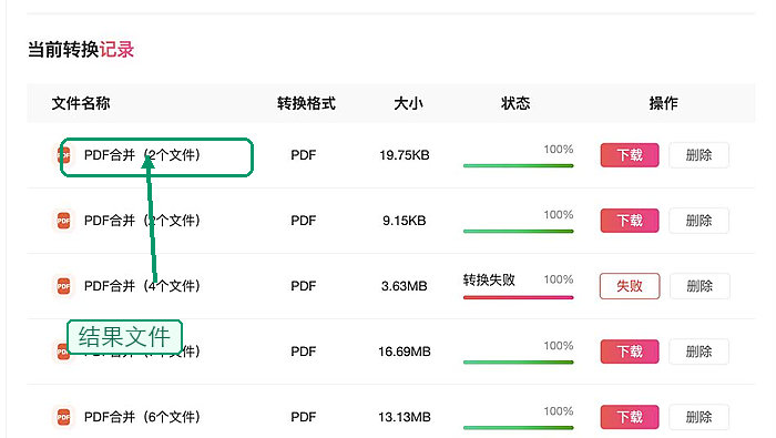 下载并检查合并后的PDF