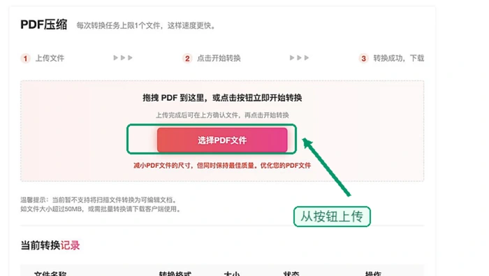 上传需要压缩的PDF文件