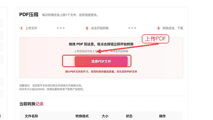 上传需要压缩的PDF文件