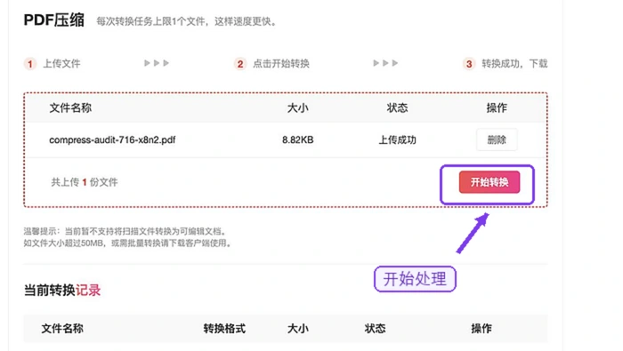 开始压缩PDF文件