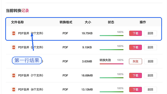 下载合并后的PDF文件