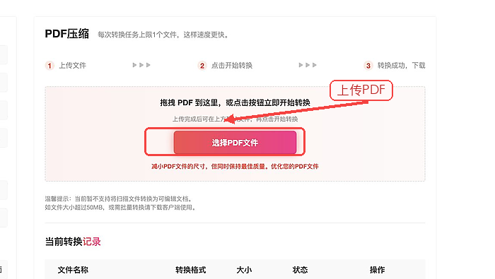 上传需要压缩的PDF文件