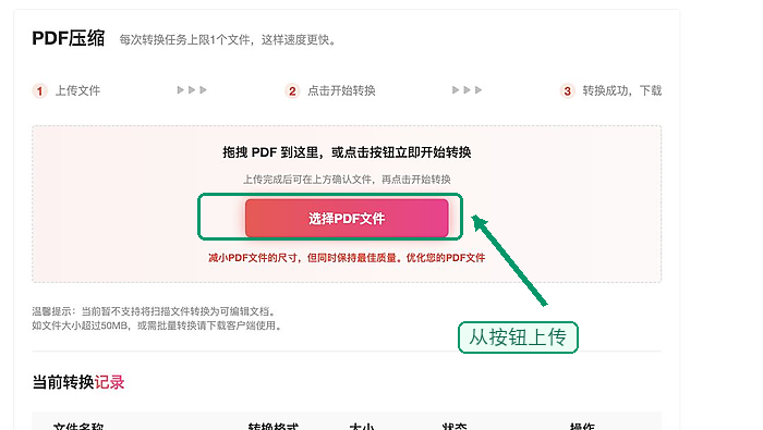 上传需要压缩的PDF文件