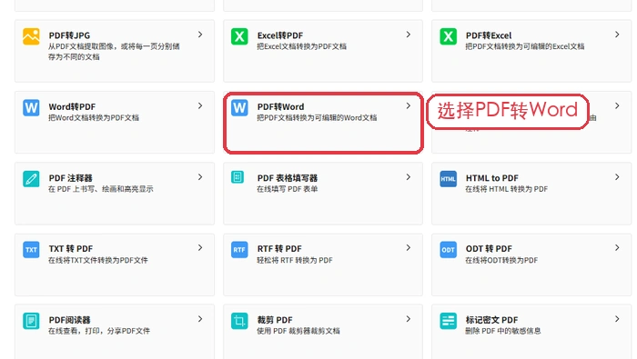 方法二找到PDF转Word备用入口