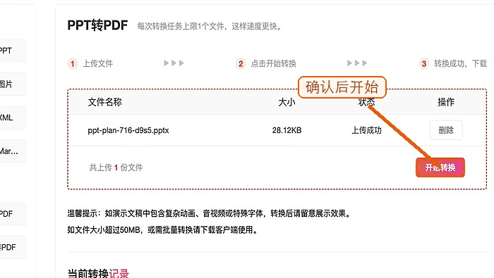 开始转换PPT文件