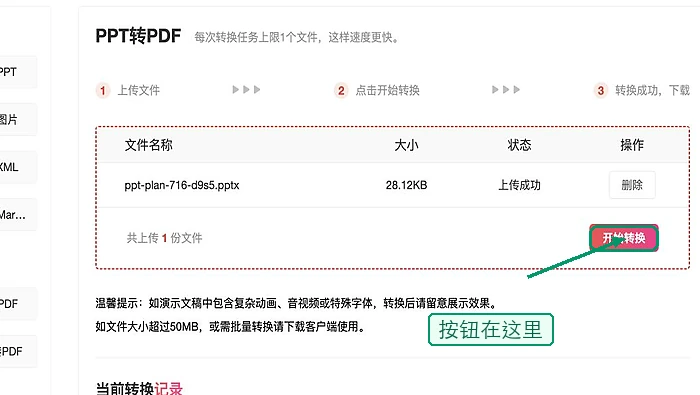 开始转换PPT文件