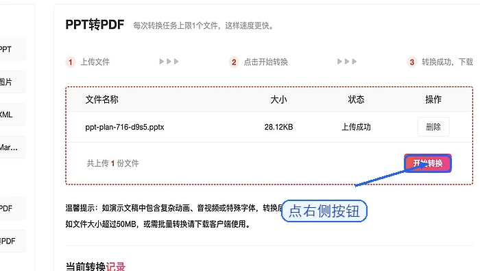 开始转换PPT文件