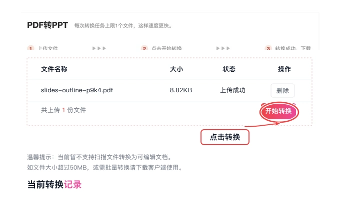 开始将PDF转换成PPT