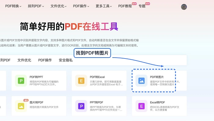 找到PDF转图片入口