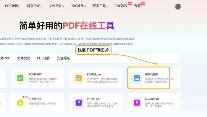 找到PDF转图片入口