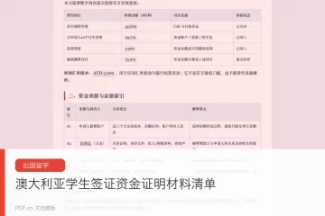 澳大利亚学生签证资金证明材料清单 递交前核对范本