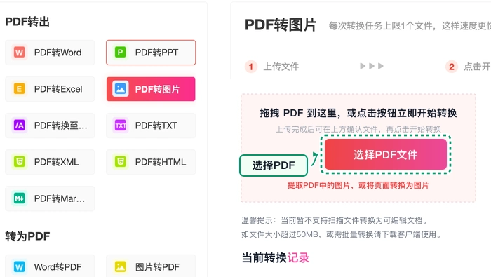 PDF转图片上传PDF文件