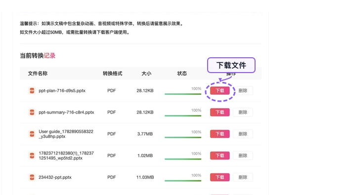 PPT转PDF下载PDF并检查