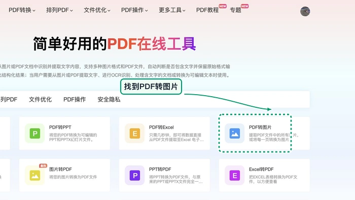 PDF转图片找到PDF转图片入口