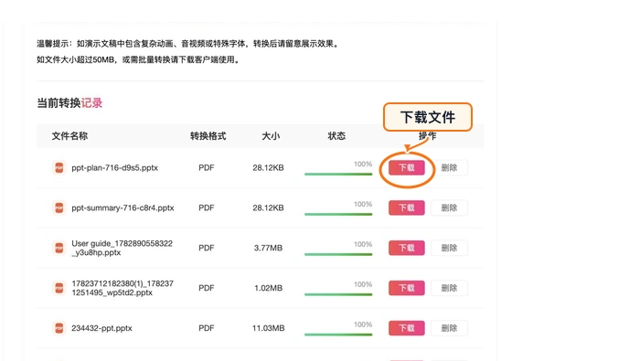 PPT转PDF下载PDF并检查