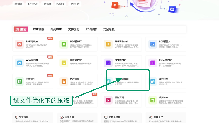 PDF压缩找到PDF压缩入口