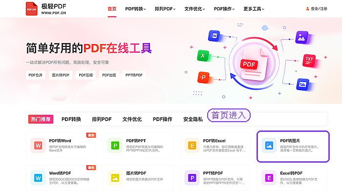 PDF转图片找到PDF转图片入口