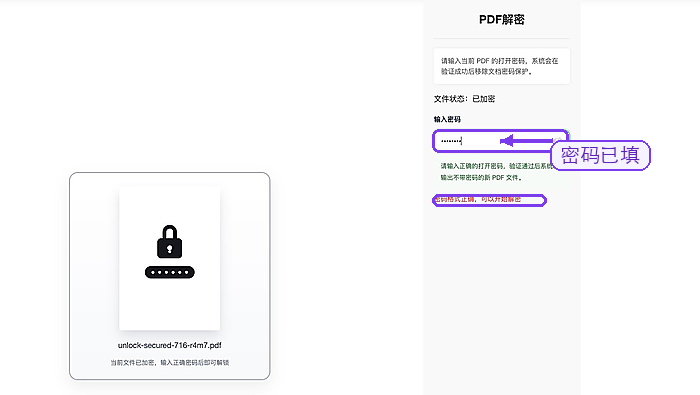 PDF解锁填写或确认密码设置