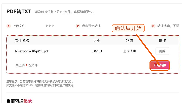 PDF转TXT开始转换