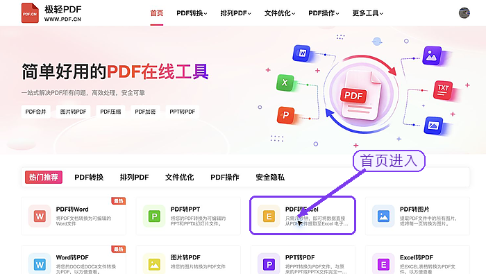 PDF转Excel找到PDF转Excel入口