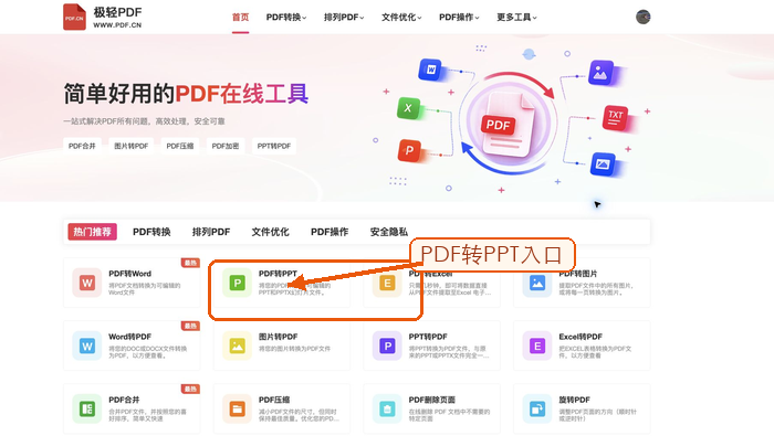 PDF转PPT找到PDF转PPT入口