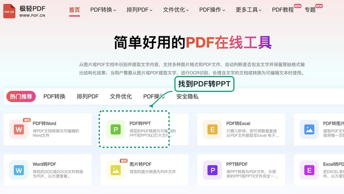 PDF转PPT找到PDF转PPT入口