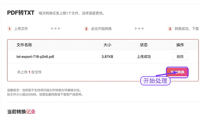 PDF转TXT开始转换