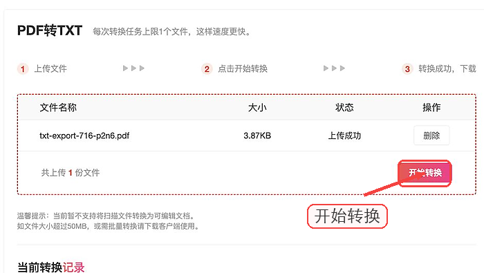 PDF转TXT开始转换