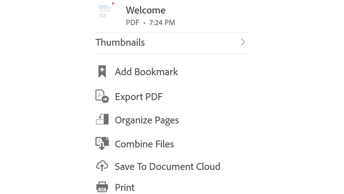 Adobe Acrobat 工具列表中的 Combine Files 入口