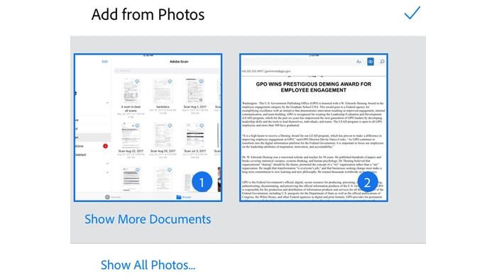 Adobe Scan 从手机照片导入图片
