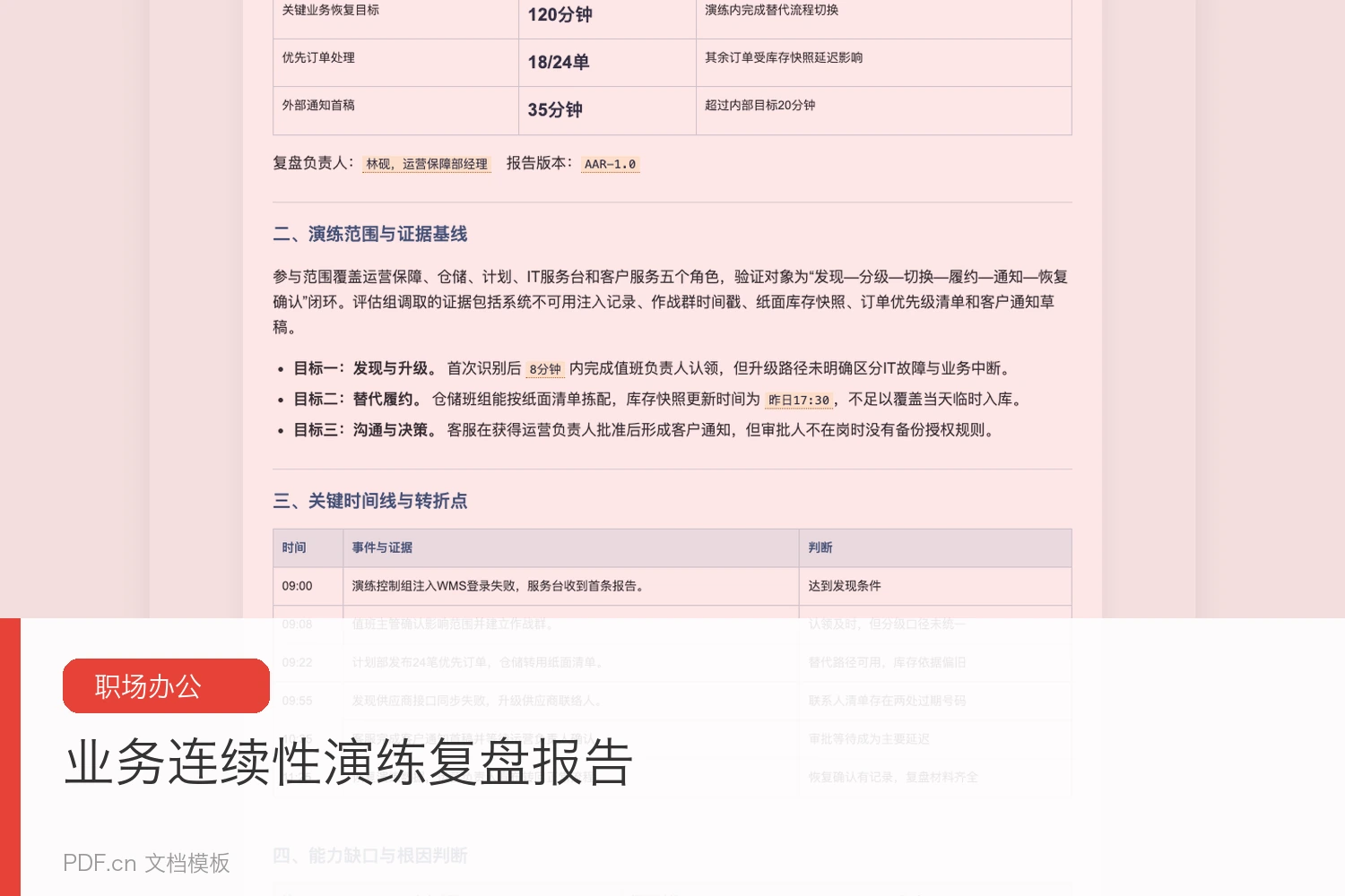 业务连续性演练复盘报告 制造企业运营能力评估范本