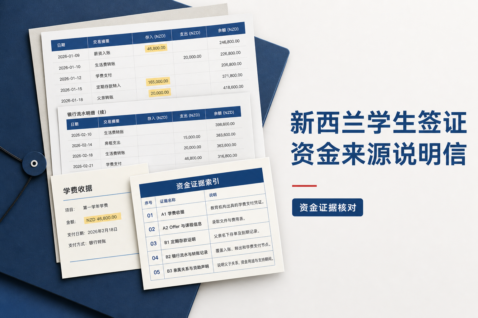 新西兰学生签证资金来源说明信 递签核对参考范本
