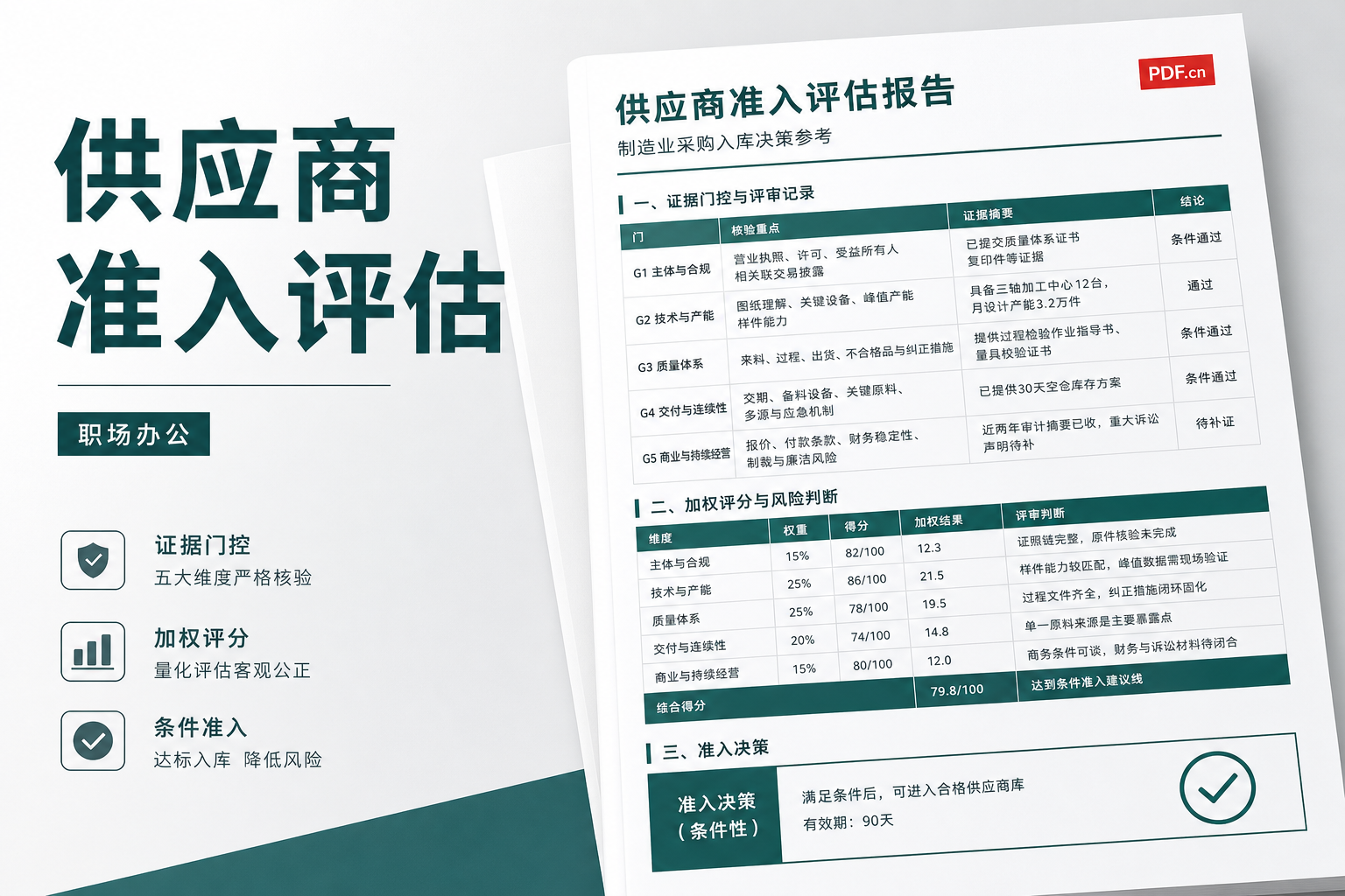 供应商准入评估报告 制造业采购入库决策参考