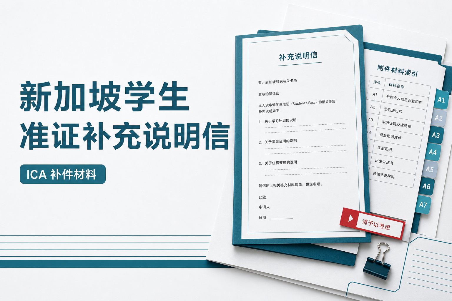 新加坡学生准证补充说明信 ICA补件材料参考范本