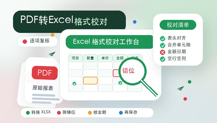 PDF转Excel格式校对